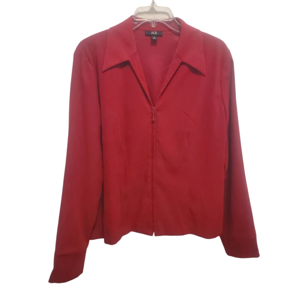 AGB Vibrant Red Zip-Up Blazer